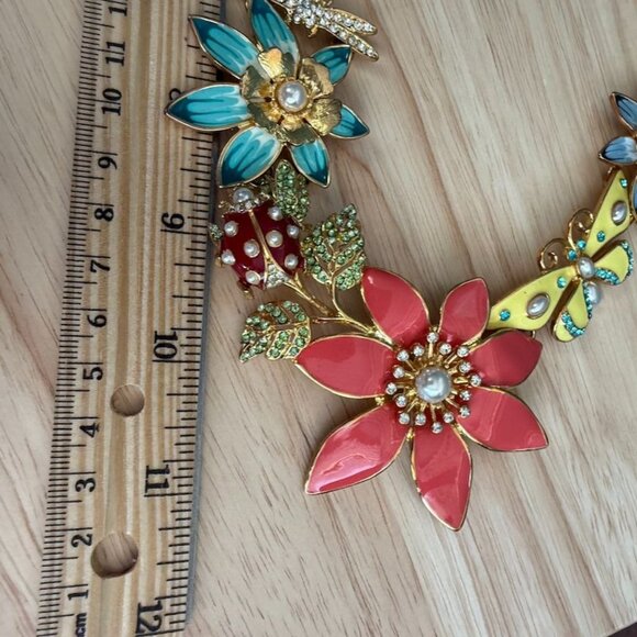 Joan Rivers Classics Collection Garden Party Gold-Tone Enamel Necklace W/ Floral - Picture 7 of 10